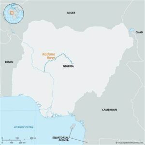 Map showing Kaduna River in Nigeria